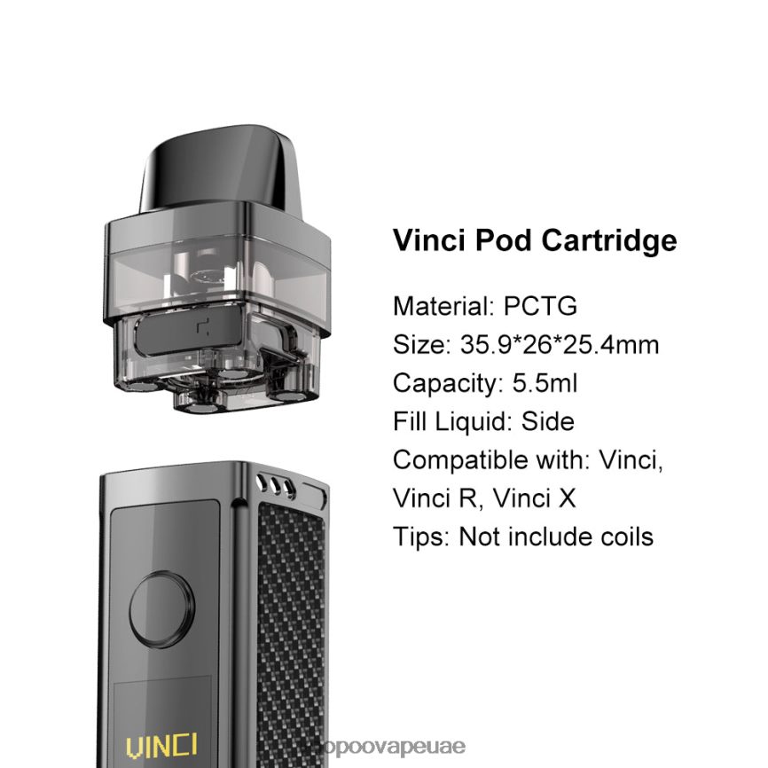 0VL4R554 أسود - VOOPOO vape UAE - VOOPOO VINCI REPLACEMENT POD (2 قطعة)